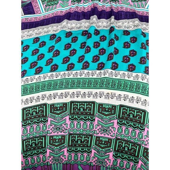 Hale Bob Women's Medium Silk Blend Colorful Boho Abstract Print Long Sleeve - Picture 8 of 15